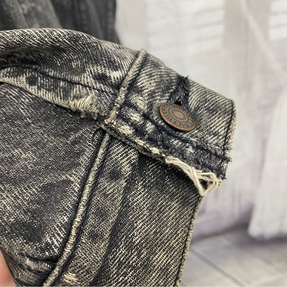 Levis Medium Trucker Jacket Denim Cotton Button Black Stonewash Retro Oversized - Picture 13 of 16